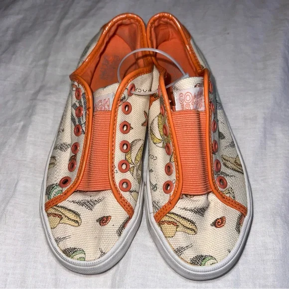 Coach Canvas Sneakers with Orange Trim - Picture 1 of 8